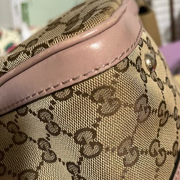 Gucci  GG Monogram Vintage Web Medium Boston Pink Blue - Picture 9 of 12